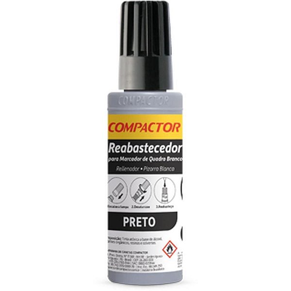 Tinta Marcador Quadro Branco Reabastecedor 030 Preto - Caixa com 12