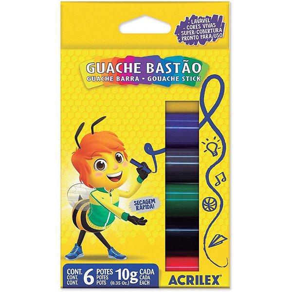 Tinta Guache em Bastão 06 Cores