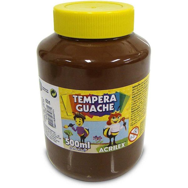 Tinta Guache 500ML Marrom - Caixa com 6