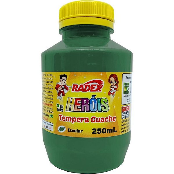 Tinta Guache 250ML Verde - Pacote com 3 Unidades
