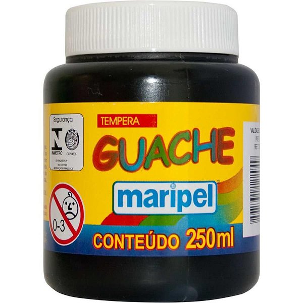 Tinta Guache 250ML Preto Caixa com 6