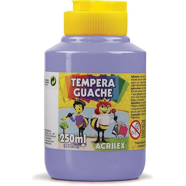 Tinta Guache Lilás 250ML Pacote com 3 Unidades