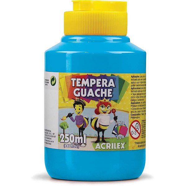 Tinta Guache 250ML Azul Celeste – Pacote com 3 Unidades