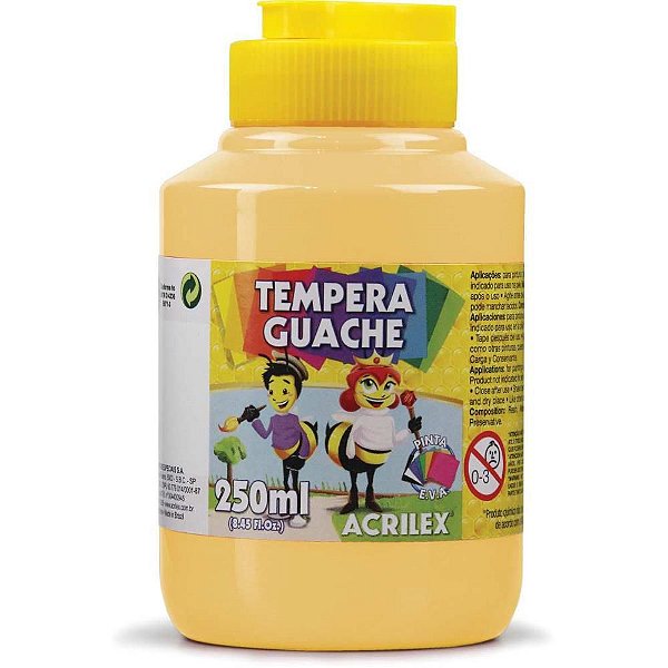 Tinta Guache 250ML Amarelo Pêssego - Pacote com 3 Unidades