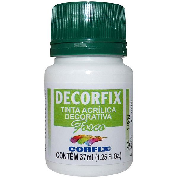Tinta Acrílica Decorfix Fosca 37ML Branco - Caixa com 06 Unidades