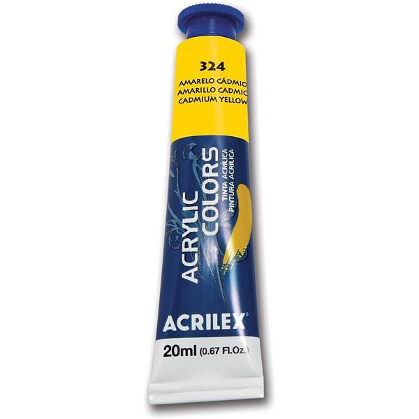 Tinta Acrílica ACRYLIC Colors 20ML Amarelo Cádmio - Caixa com 6 Unidades