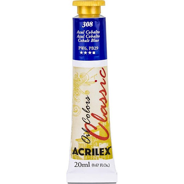 Tinta a óleo OIL Colors 20ML Azul Cobalto - Caixa com 06