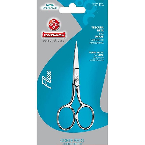 Tesoura de Higiene Pessoal FLEX Reta 7CM para UNHAS e Bordado