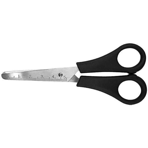 Tesoura Escolar INOX Cabo Preto 13CM - Caixa com 12 Unidades