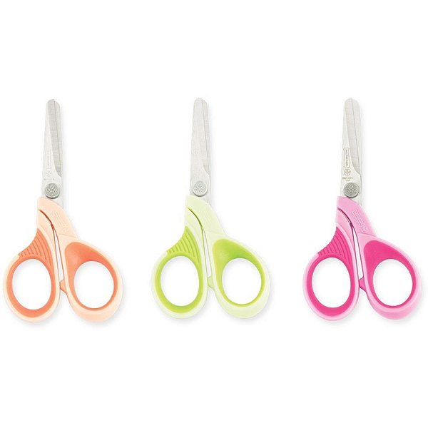 Tesoura Escolar Cores Sortidas 4 Polegadas com Cabos SOFT Touch