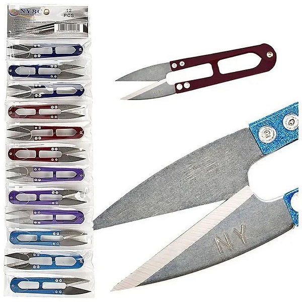 Tesoura para Costura Arremate em Metal - Blister com 12 Unidades Cores Sortidas