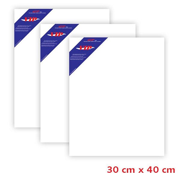 Tela para Pintura 30X40CM com Moldura de Madeira - Pacote com 3 Unidades