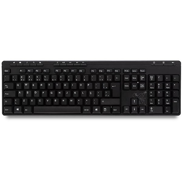 Teclado USB Office PRO Preto - ABNT2 com 10 Teclas Multimídia