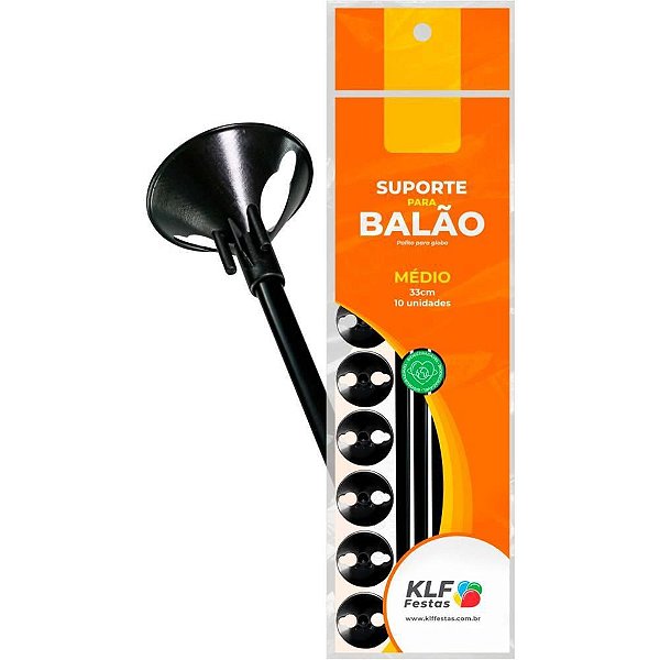 Suporte para Balão Preto 33CM PCT com 10