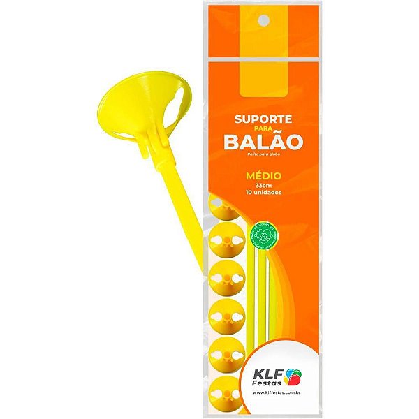 Suporte para Balão Amarelo 33CM PCT com 10