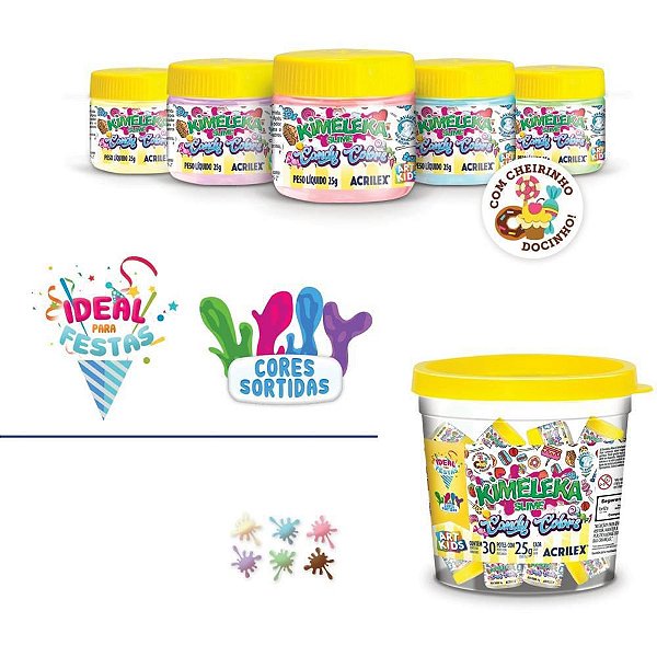Slime Kimeleka CANDY Colors 25G Pacote com 30