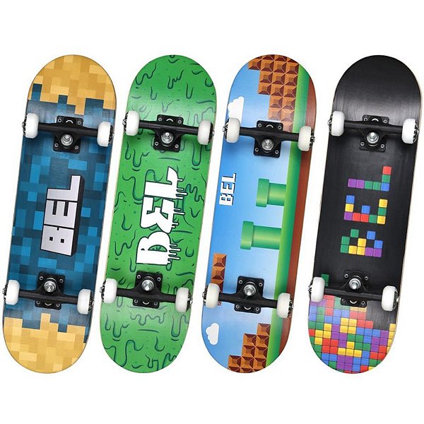 Skate Radical Iniciante Games com Shape de Madeira 70X19,5CM