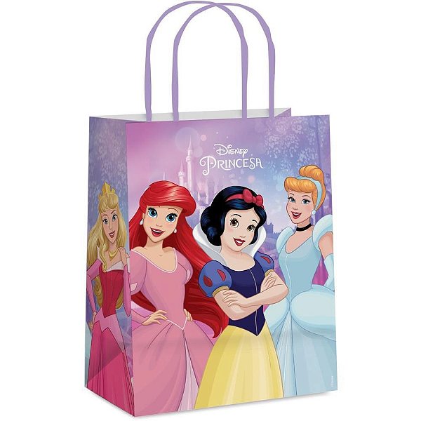 Sacola para Presente Decorada Princesas Laminada 26X19X9,5CM - Pacote com 10