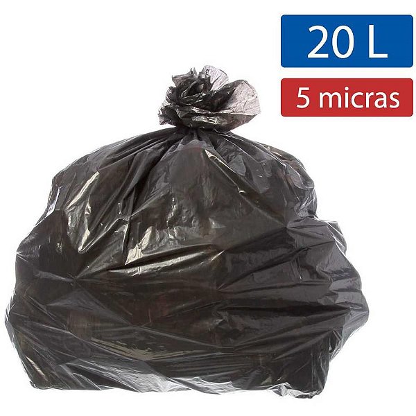 Saco para Lixo 20L Preto 40X50CM 5 Micras - Pacote com 100 Unidades