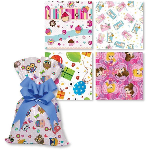 Saco Metalizado Infantil Feminino 58X89CM - Pacote com 25