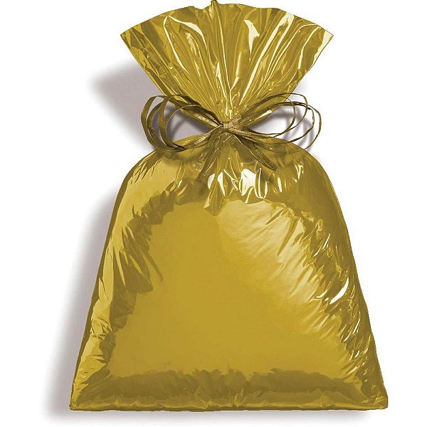 Saco Metalizado 45X60CM Dourado - Pacote com 25 Unidades
