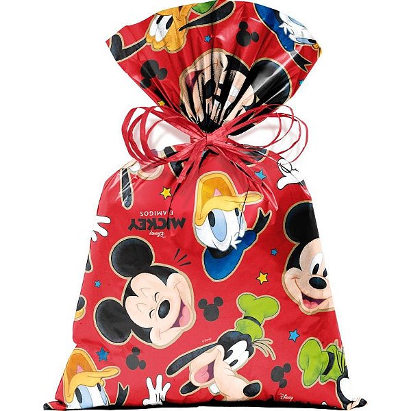 Saco Metalizado 30X45CM Mickey Stickers Perolado - Pacote com 40