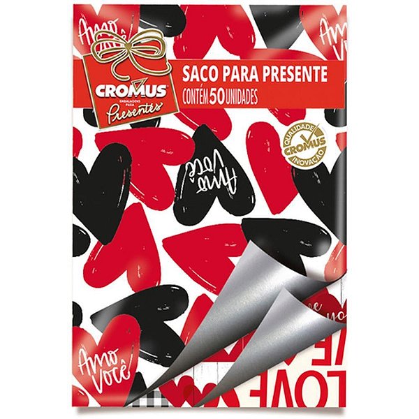 Saco Metalizado 25X37CM Pérolado Romântico - Pacote com 50