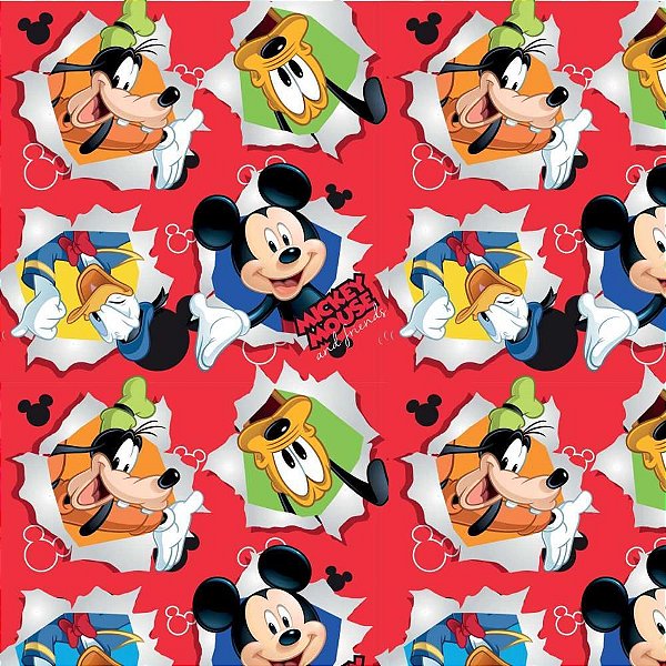 Saco Metalizado 25X37CM Mickey Friendship Vermelho PCT com 40