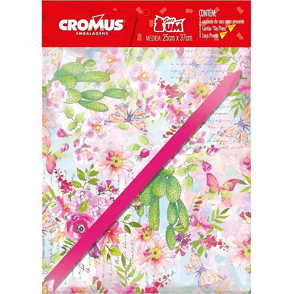 Saco Metalizado 25X37CM Feminino Saco+laco+cartão PCT com 30