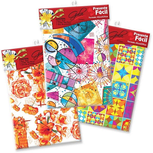 Kit Presente Fácil - Sacos Metalizados 20X30CM com Laço Sortidos - Blister com 3 Unidades - Pacote com 40