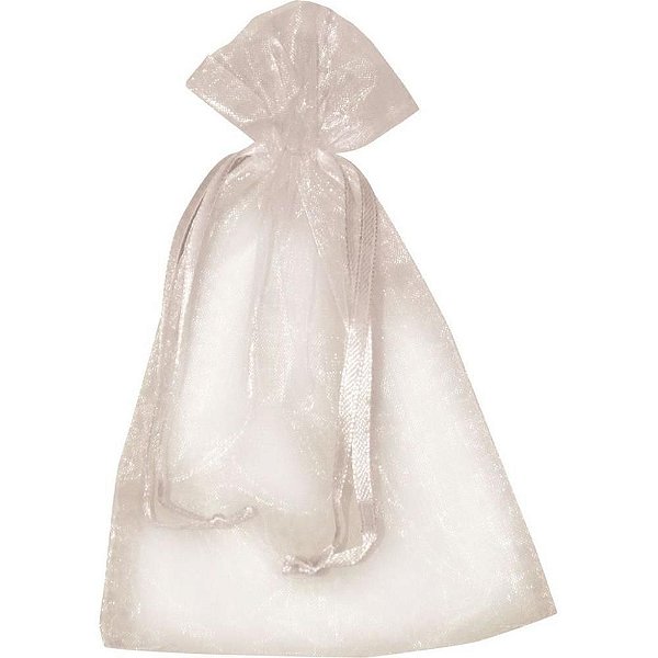 Saco de Organza Branco 12X17CM Pacote com 10