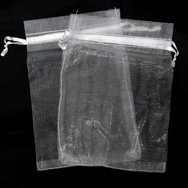 Saco de Organza Branco 8X10CM Pacote com 10