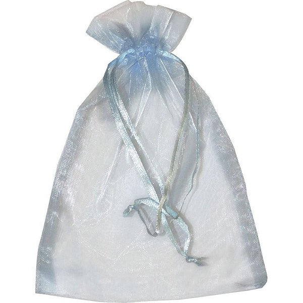 Saco de Organza Azul Bebê 08X10CM - Pacote com 10 Unidades