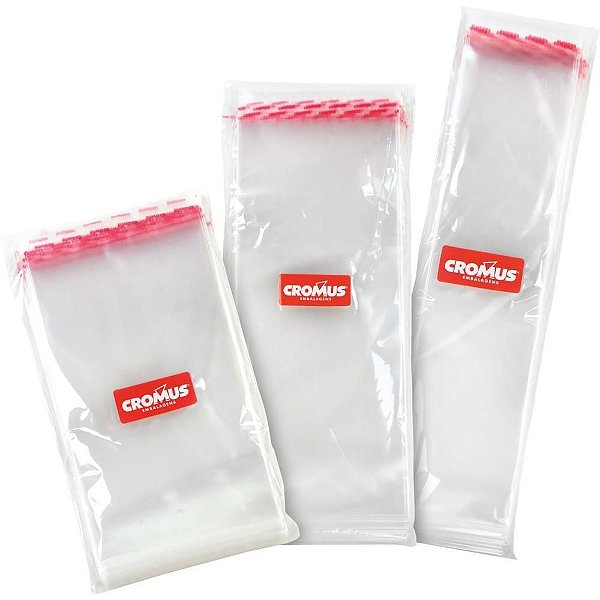 Saco Adesivado Transparente 10X15CM + 3CM ABA - Pacote com 100 Unidades