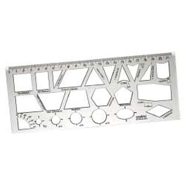 Régua Plástica Geométrica Escolar CR 22CM - Pacote com 10 Unidades