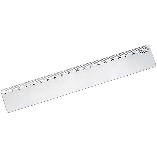 Régua Plástica Cristal 20CM com Apoio de Dedos - Pacote com 25 Unidades