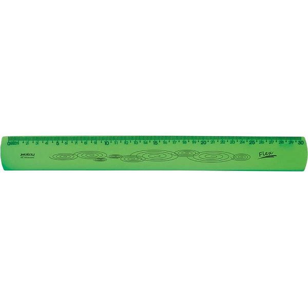 Régua Mole Neon Flexível 30CM Verde Pacote com 10