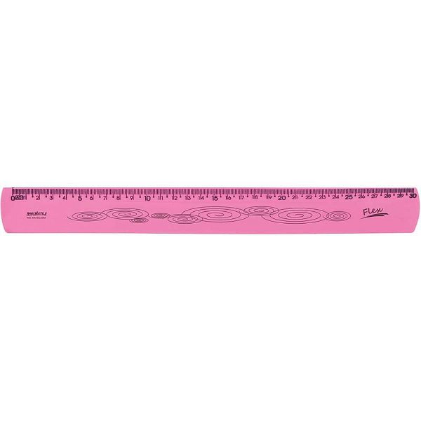 Régua Mole Neon Flexível 30CM Rosa - Pacote com 10