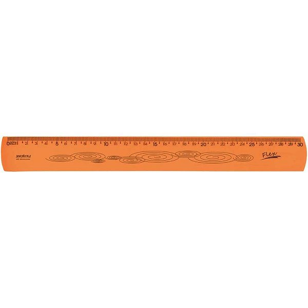 Régua Mole Neon Flexível 30CM Laranja PCT com 10