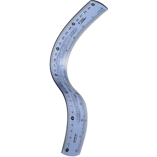 Régua Mole Flexível 30CM Azul - Pacote com 10 Unidades