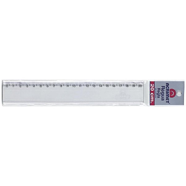 Régua de Poliestireno Transparente 20CM - Caixa com 24