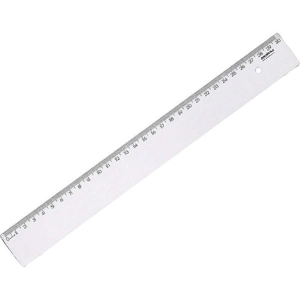 Régua de Poliestireno NEW Line Cristal 30CM Pacote com 10