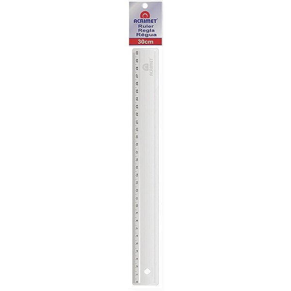 Régua de Poliestireno 30CM Cores Sortidas - Caixa com 24