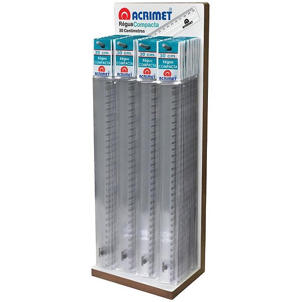 Régua de Poliestireno Compacta 30CM - Display com 100 Unidades