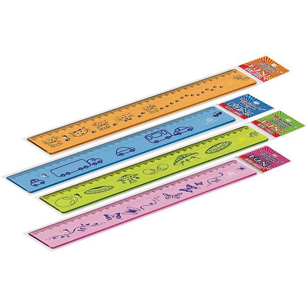 Régua de Poliestireno 30CM Decoradas Cores Sortidas - Caixa com 24
