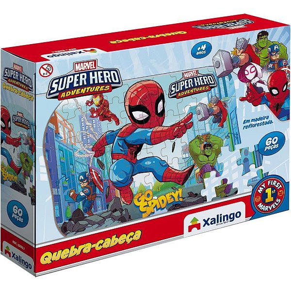 QUEBRA-CABEÇA Madeira Super Hero Adventures 60 Peças