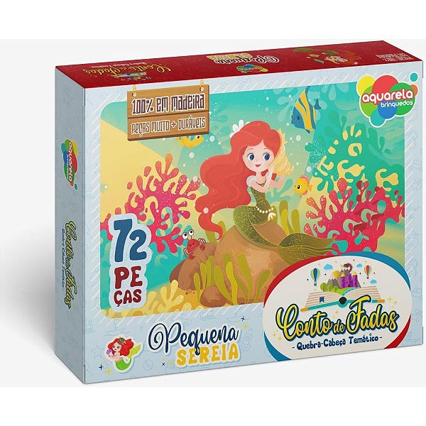 QUEBRA-CABEÇA de Madeira Pequena Sereia 72 Peças