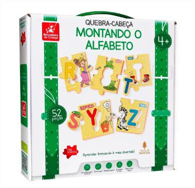 QUEBRA-CABEÇA Madeira Montando o Alfabeto 52 Peças