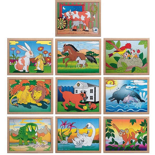 QUEBRA-CABEÇA de Madeira Modelos Sortidos 33,5X26,5CM - Pacote com 5 Unidades