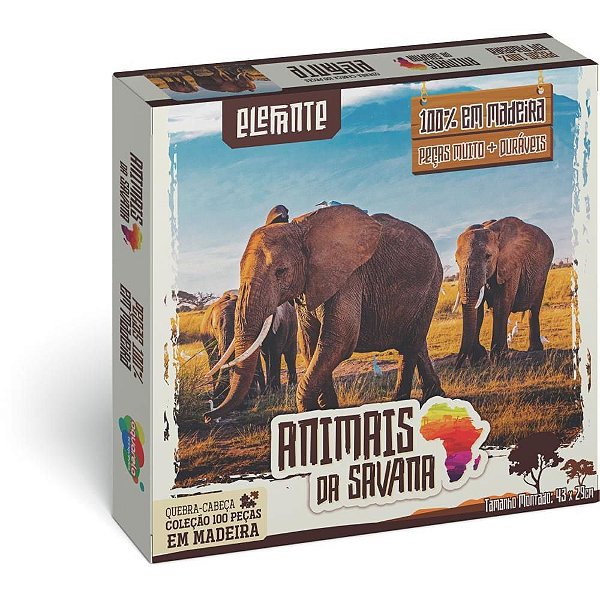 QUEBRA-CABEÇA Madeira Elefante 100 Peças